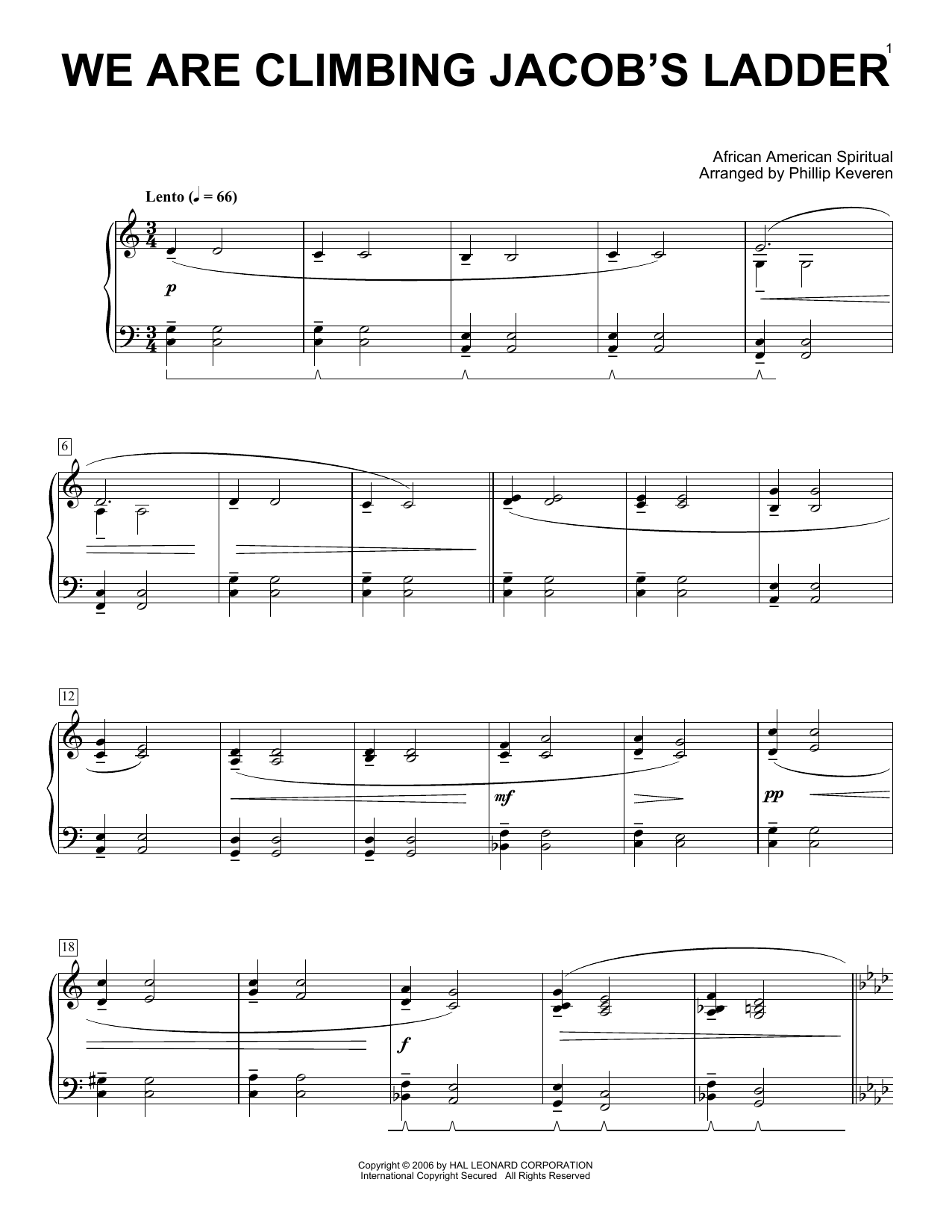 Traditional Spiritual We Are Climbing Jacob's Ladder Sheet Music Notes & Chords for Piano - Download or Print PDF