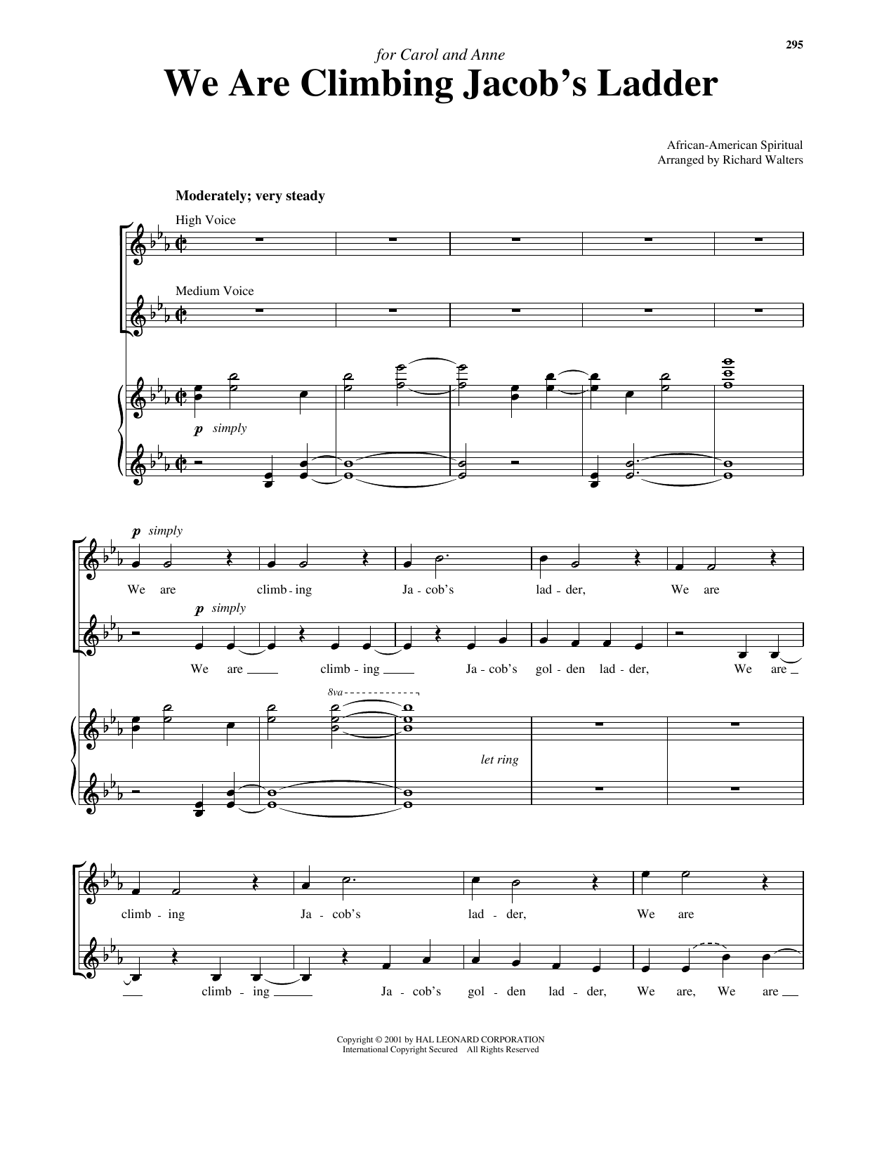 Traditional Spiritual We Are Climbing Jacob's Ladder (arr. Richard Walters) (High Voice) Sheet Music Notes & Chords for Piano & Vocal - Download or Print PDF