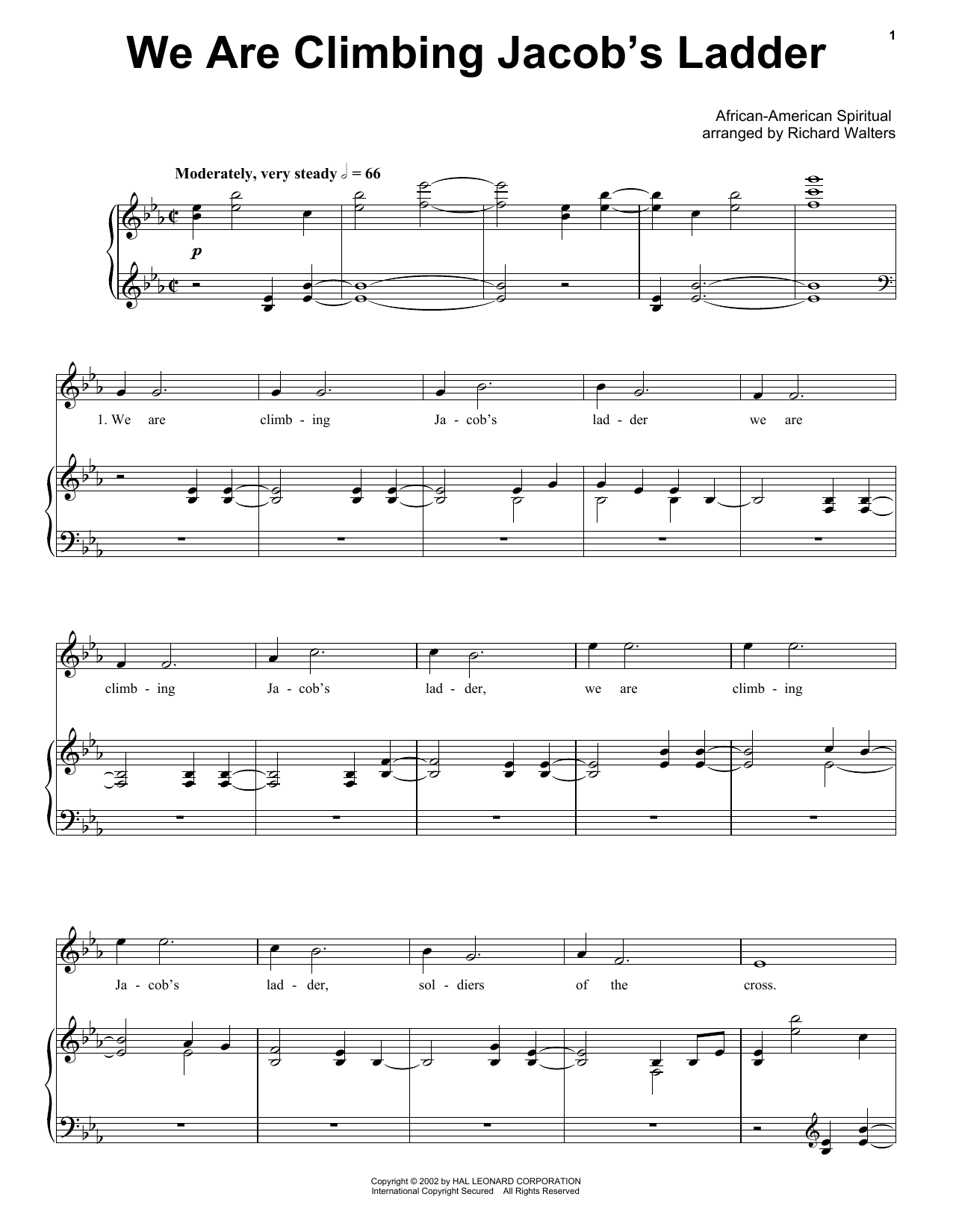 Traditional Spiritual We Are Climbing Jacob's Ladder Sheet Music Notes & Chords for Piano, Vocal & Guitar (Right-Hand Melody) - Download or Print PDF