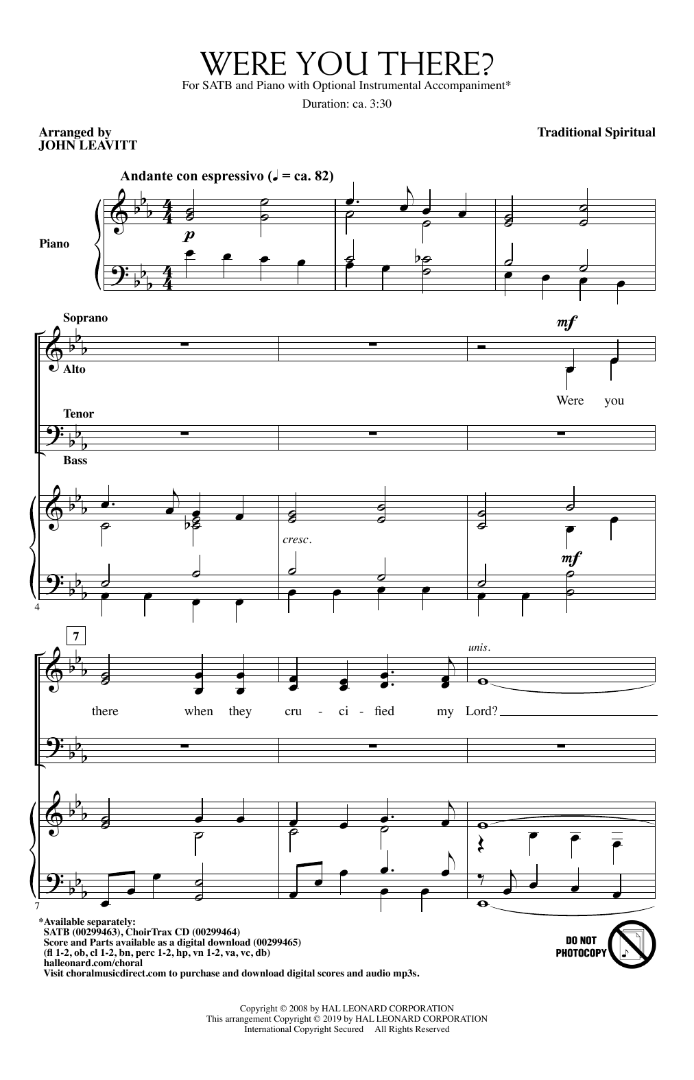 Traditional Spiritual Were You There? (arr. John Leavitt) Sheet Music Notes & Chords for SAB Choir - Download or Print PDF