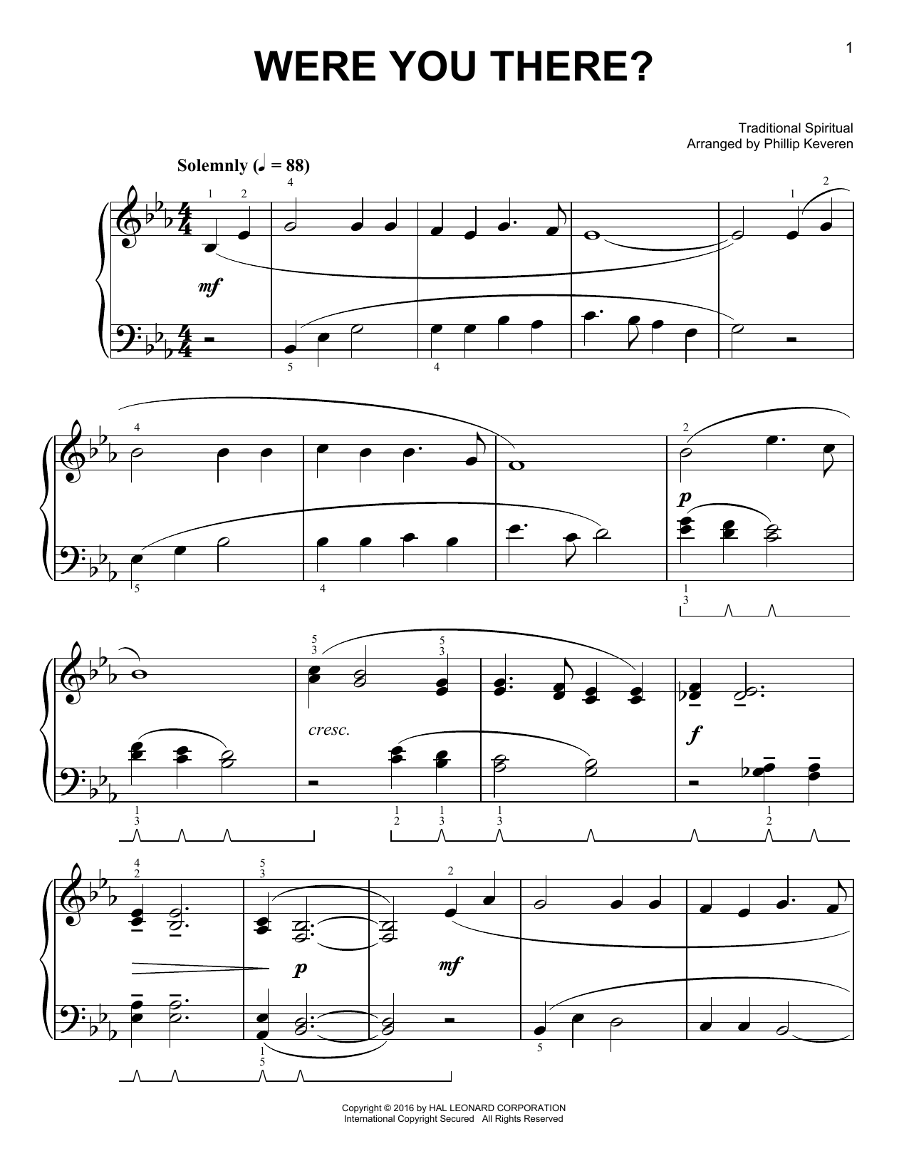 Traditional Spiritual Were You There? [Classical version] (arr. Phillip Keveren) Sheet Music Notes & Chords for Piano - Download or Print PDF