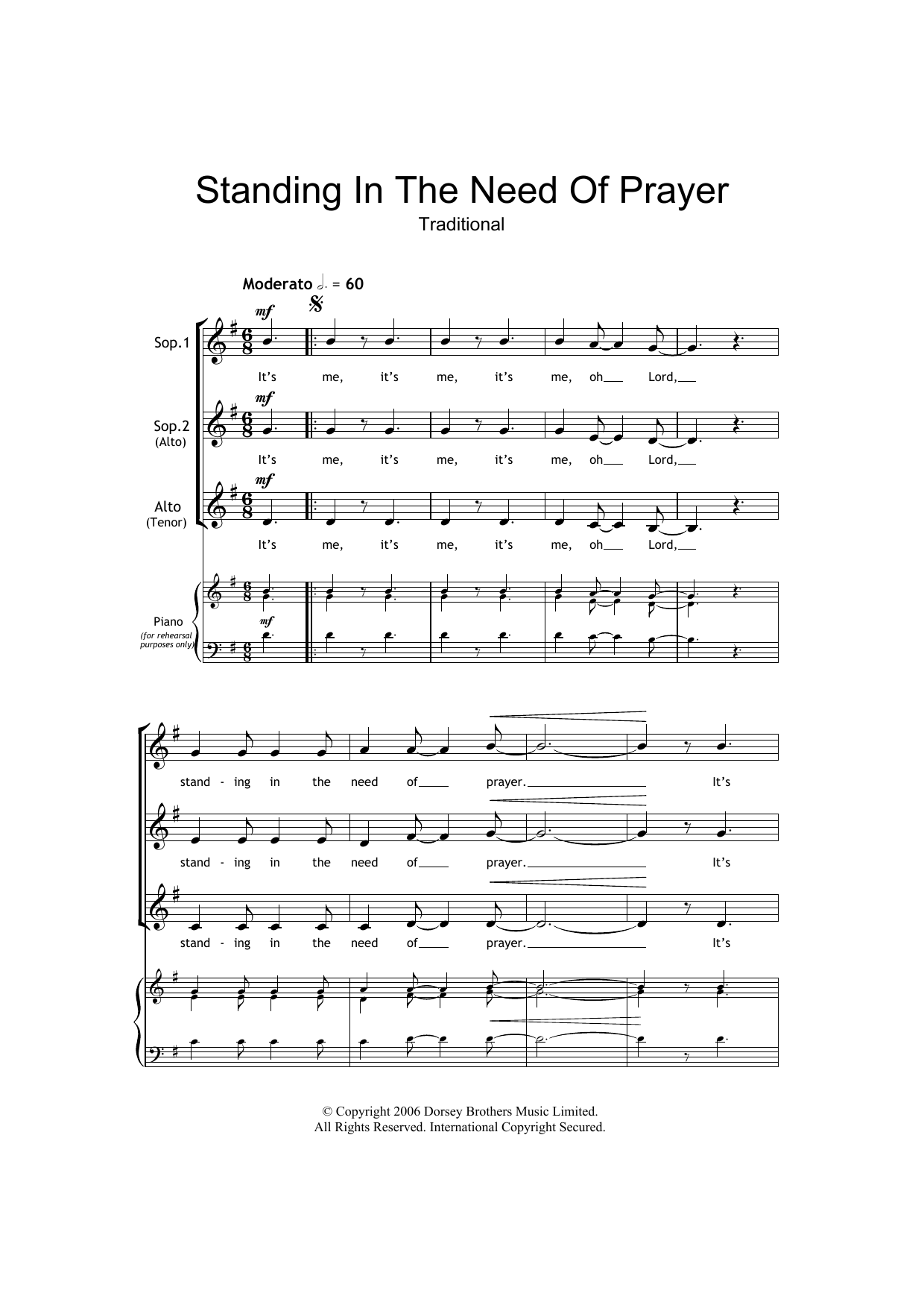 Traditional Standing In The Need Of Prayer (arr. Barrie Carson Turner) Sheet Music Notes & Chords for SSA - Download or Print PDF