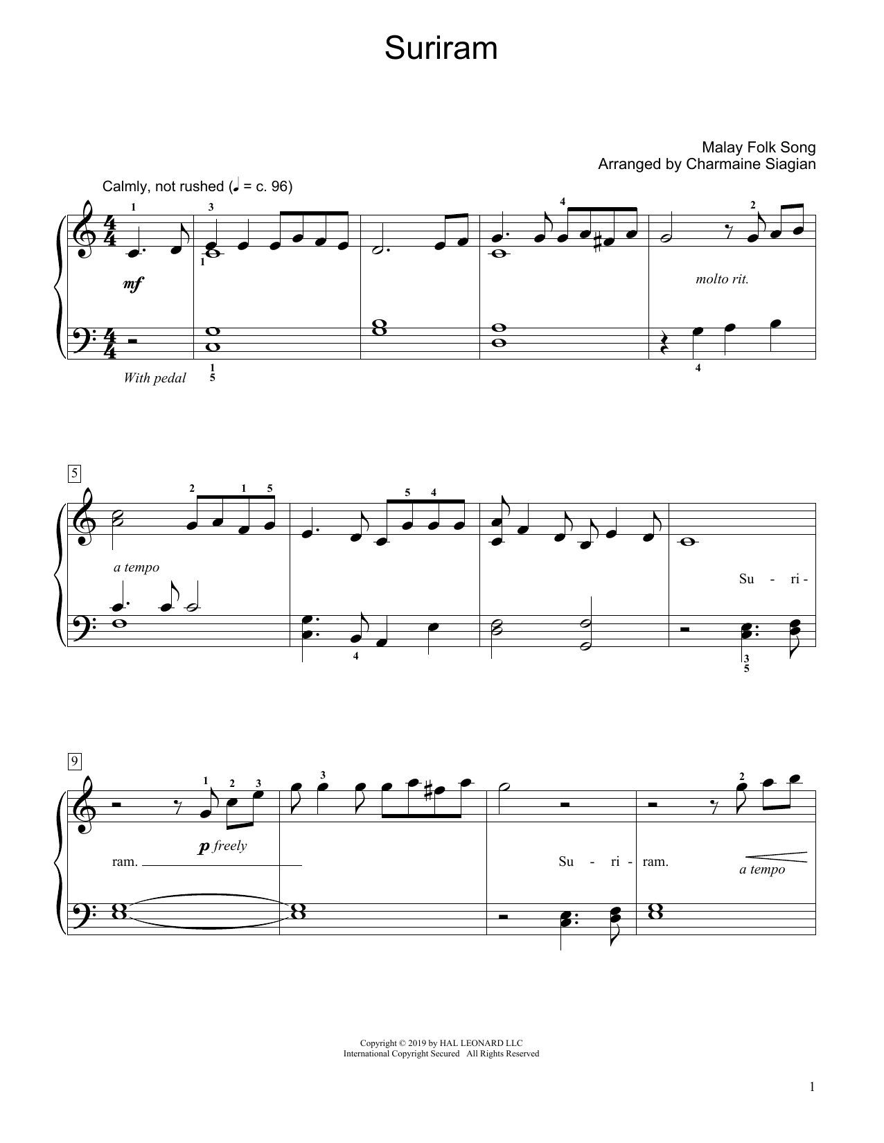 Traditional Suriram (arr. Charmaine Siagian) Sheet Music Notes & Chords for Educational Piano - Download or Print PDF