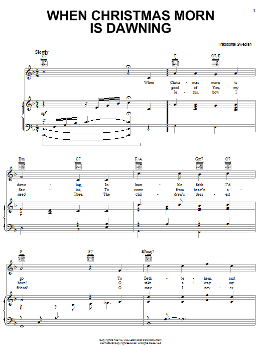 Traditional Swedish When Christmas Morn Is Dawning Sheet Music Notes & Chords for Violin - Download or Print PDF