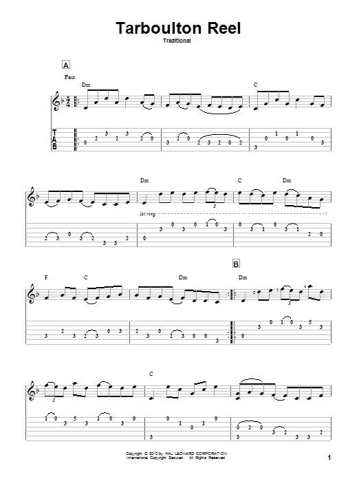 Traditional Tarboulton Reel Sheet Music Notes & Chords for Guitar Tab - Download or Print PDF