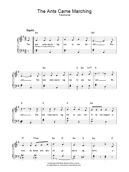 Traditional The Ants Came Marching Sheet Music Notes & Chords for Easy Guitar Tab - Download or Print PDF