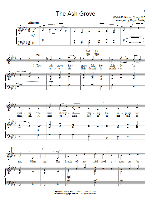 Traditional The Ash Grove Sheet Music Notes & Chords for Piano & Vocal - Download or Print PDF
