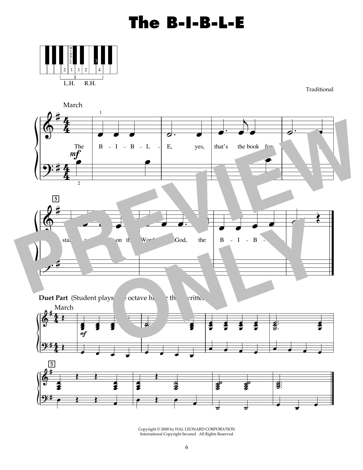 Traditional The B-I-B-L-E Sheet Music Notes & Chords for 5-Finger Piano - Download or Print PDF