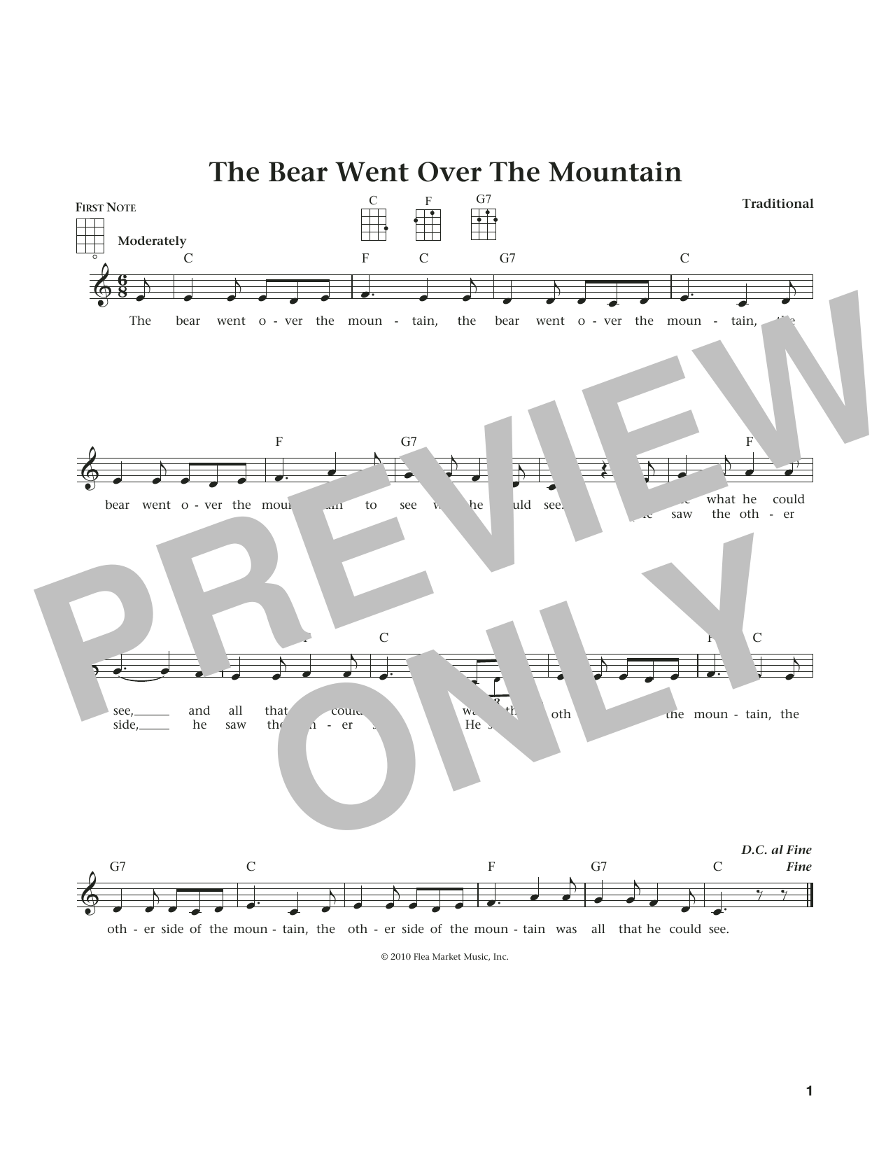 Traditional The Bear Went Over The Mountain (from The Daily Ukulele) (arr. Liz and Jim Beloff) Sheet Music Notes & Chords for Ukulele - Download or Print PDF