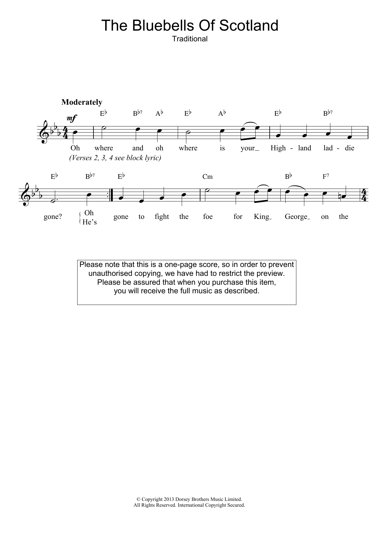 Traditional The Bluebells Of Scotland Sheet Music Notes & Chords for Violin - Download or Print PDF