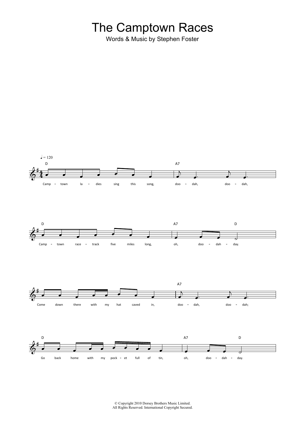 Traditional The Camptown Races Sheet Music Notes & Chords for Lead Sheet / Fake Book - Download or Print PDF