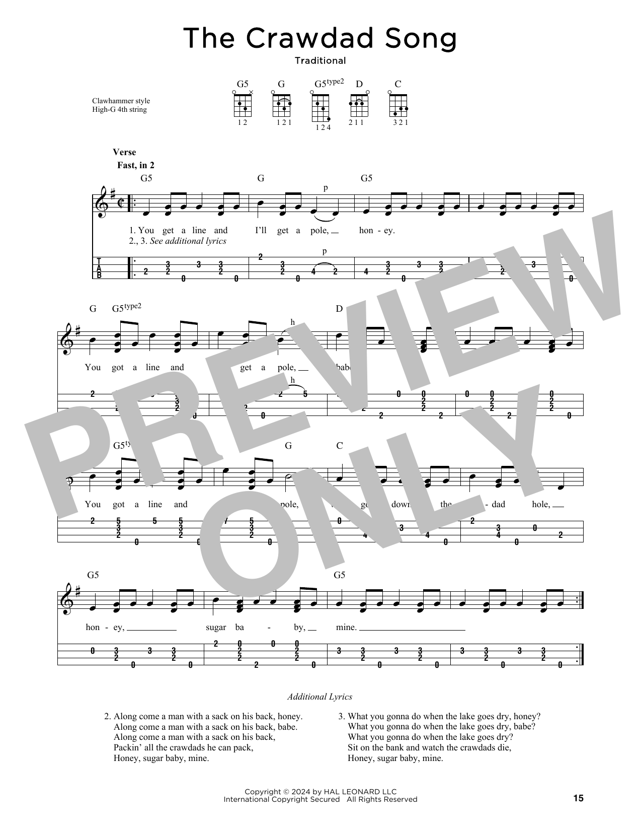 Traditional The Crawdad Song (arr. Jim Schustedt) Sheet Music Notes & Chords for Ukulele - Download or Print PDF Traditional The Crawdad Song (arr. Jim Schustedt) Sheet Music Notes & Chords for Ukulele - Download or Print PDF