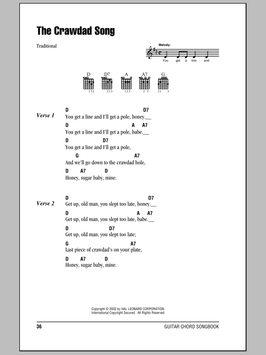 Traditional The Crawdad Song Sheet Music Notes & Chords for Ukulele - Download or Print PDF