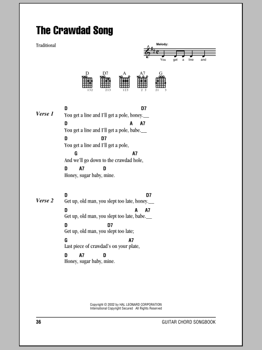 Traditional The Crawdad Song Sheet Music Notes & Chords for Very Easy Piano - Download or Print PDF