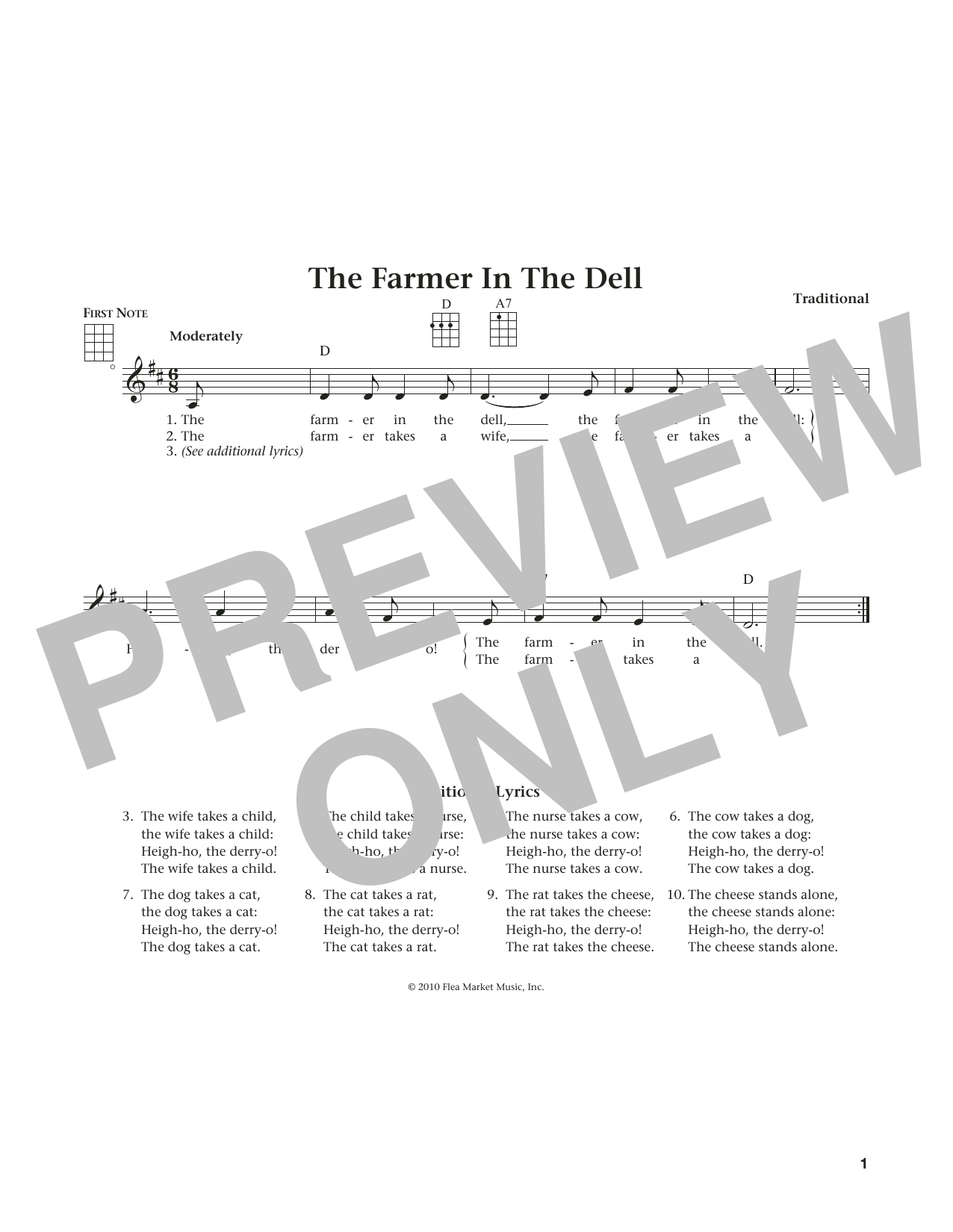 Traditional The Farmer In The Dell (from The Daily Ukulele) (arr. Liz and Jim Beloff) Sheet Music Notes & Chords for Ukulele - Download or Print PDF