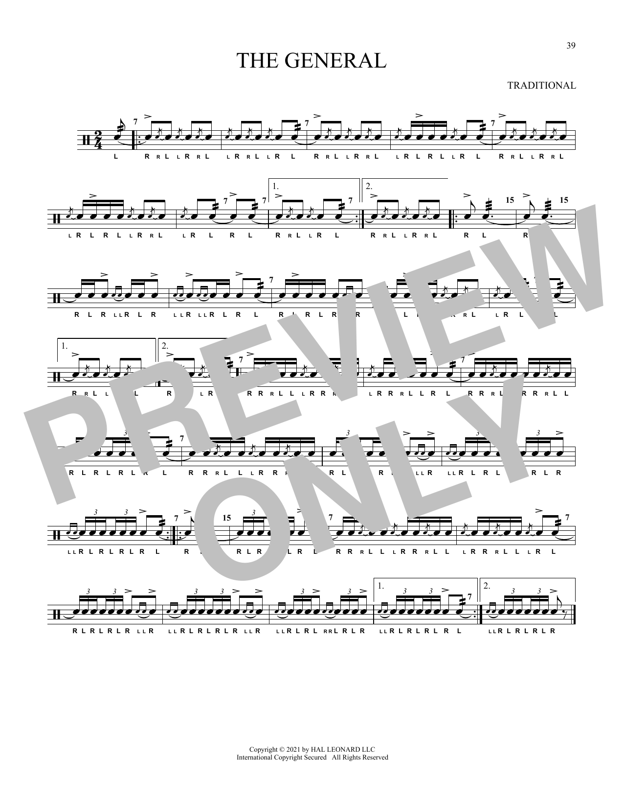 Traditional The General Sheet Music Notes & Chords for Snare Drum Solo - Download or Print PDF