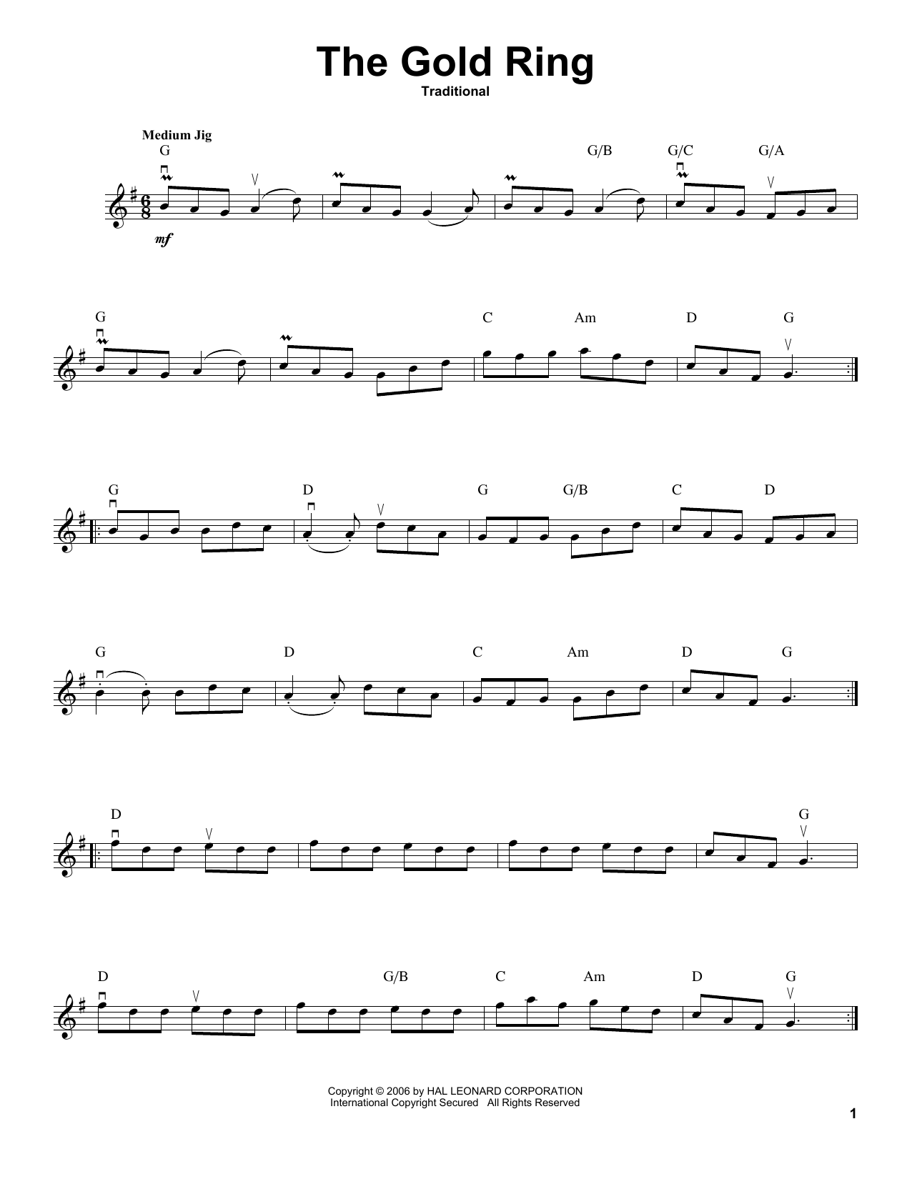 Traditional The Gold Ring Sheet Music Notes & Chords for Violin Solo - Download or Print PDF