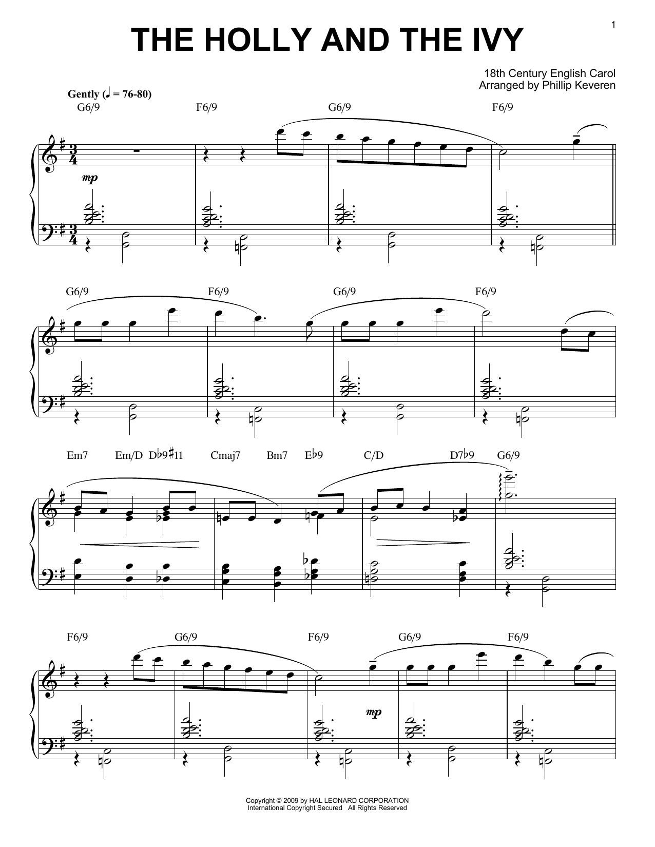 Traditional The Holly And The Ivy [Jazz version] (arr. Phillip Keveren) Sheet Music Notes & Chords for Piano - Download or Print PDF