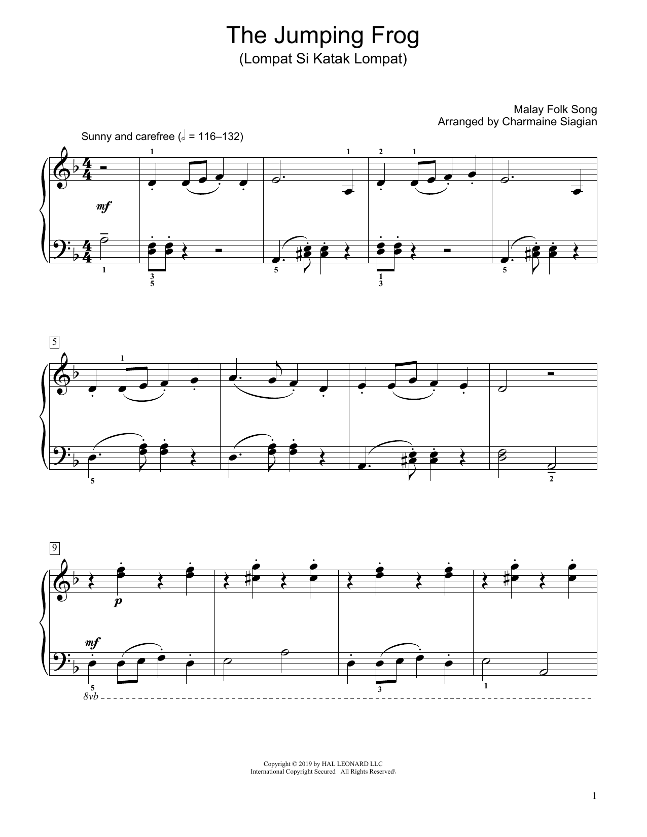 Traditional The Jumping Frog (Lompat Si Katak Lompat) (arr. Charmaine Siagian) Sheet Music Notes & Chords for Educational Piano - Download or Print PDF
