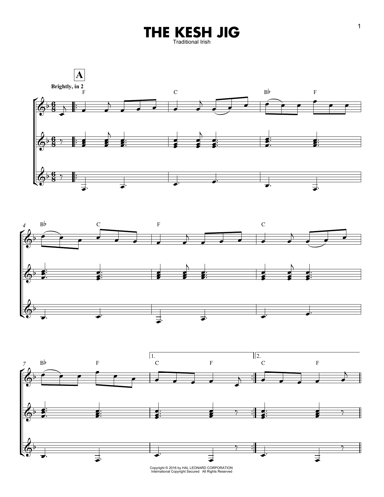 Traditional The Kesh Jig Sheet Music Notes & Chords for Guitar Ensemble - Download or Print PDF