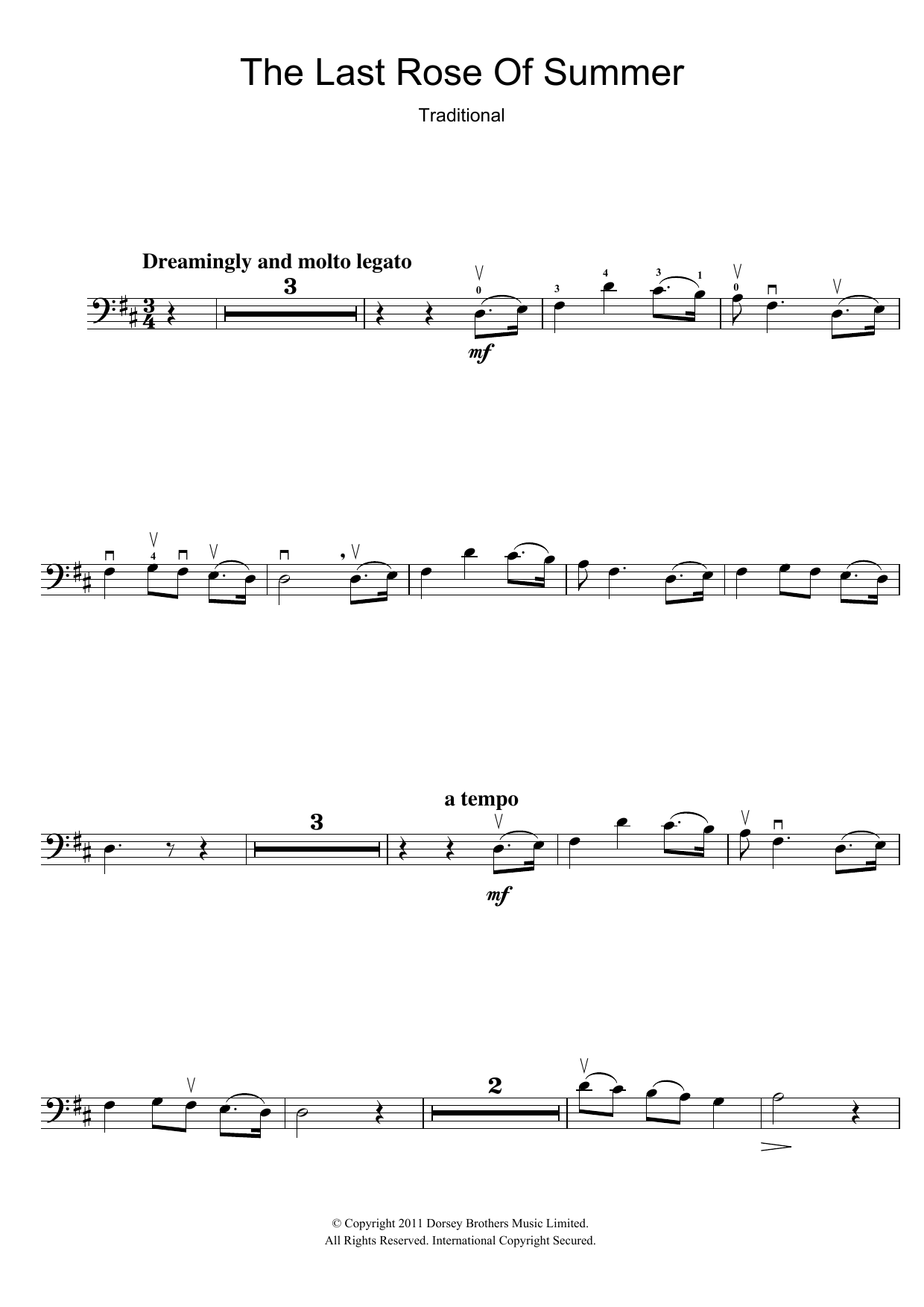 Traditional The Last Rose Of Summer Sheet Music Notes & Chords for Violin - Download or Print PDF