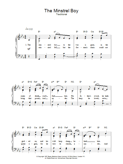 Traditional The Minstrel Boy Sheet Music Notes & Chords for Violin - Download or Print PDF