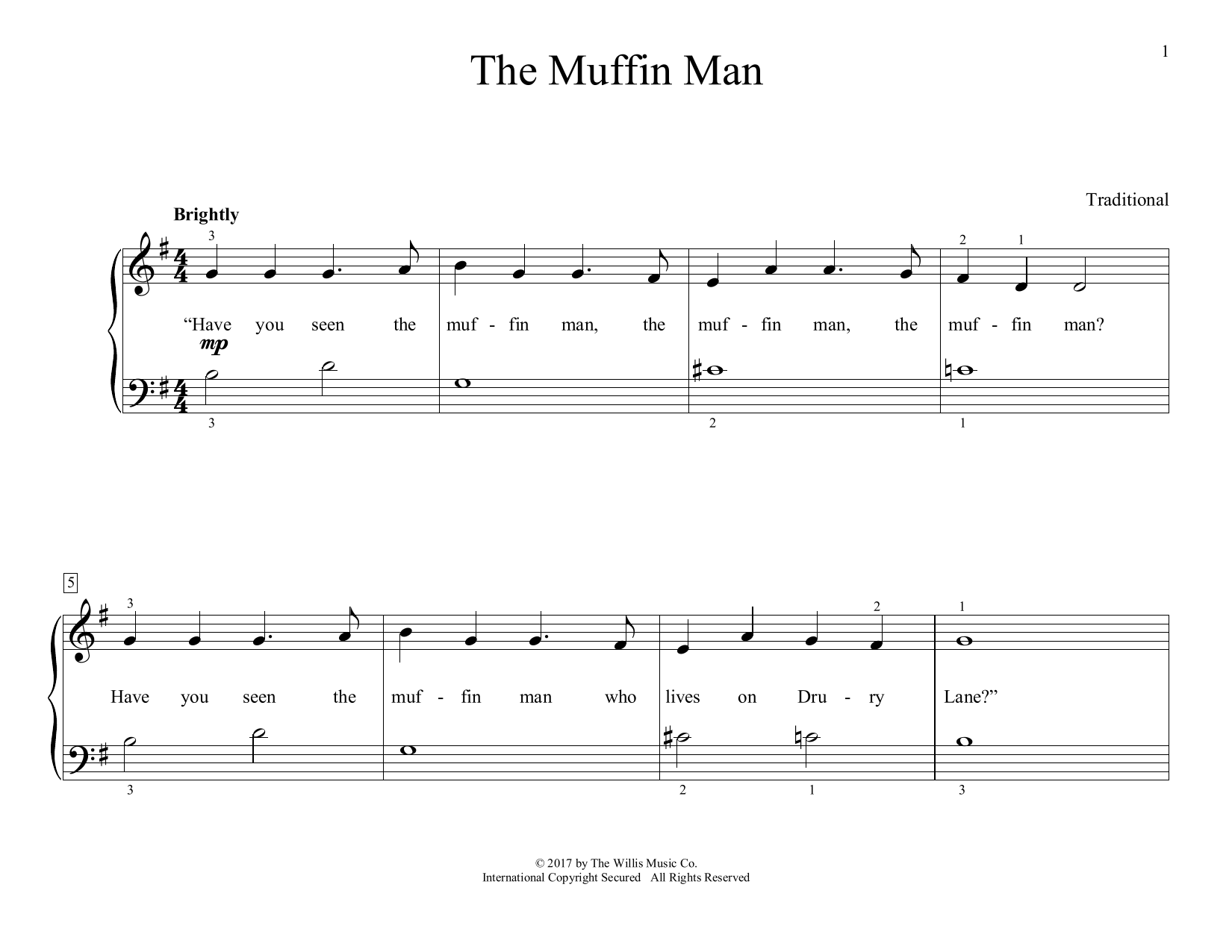Traditional The Muffin Man (arr. Christopher Hussey) Sheet Music Notes & Chords for Educational Piano - Download or Print PDF