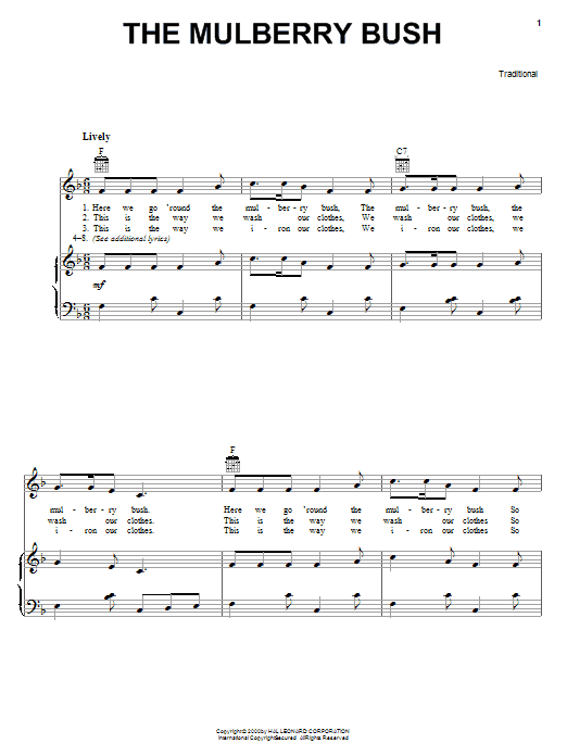 Traditional The Mulberry Bush Sheet Music Notes & Chords for Lyrics & Chords - Download or Print PDF