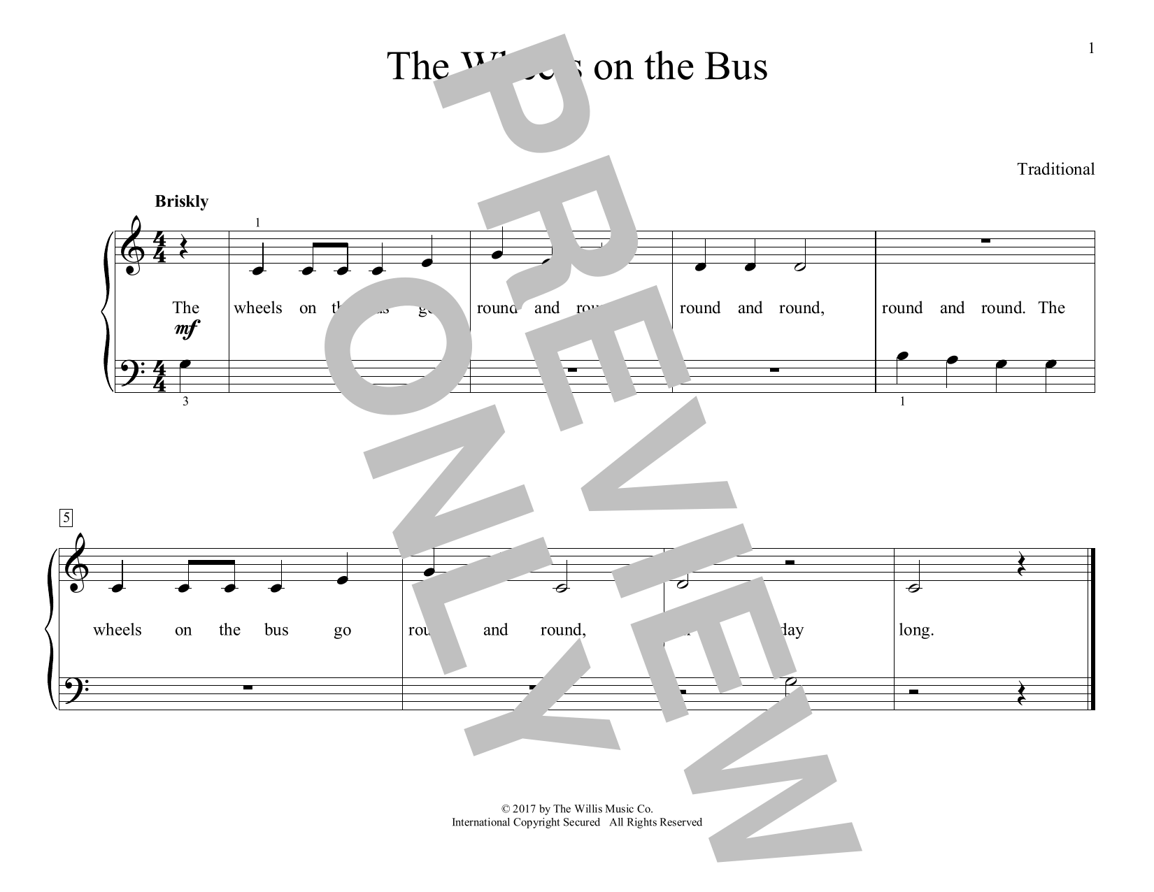 Traditional The Wheels On The Bus (arr. Christopher Hussey) Sheet Music Notes & Chords for Educational Piano - Download or Print PDF