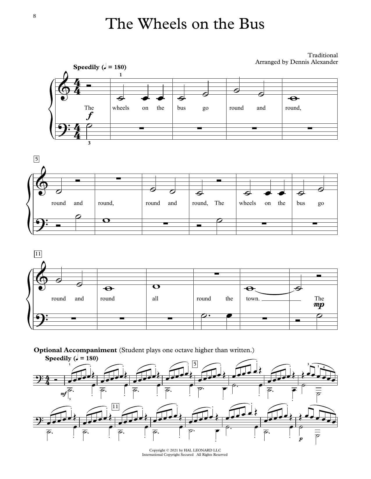 Traditional The Wheels On The Bus (arr. Dennis Alexander) Sheet Music Notes & Chords for Educational Piano - Download or Print PDF