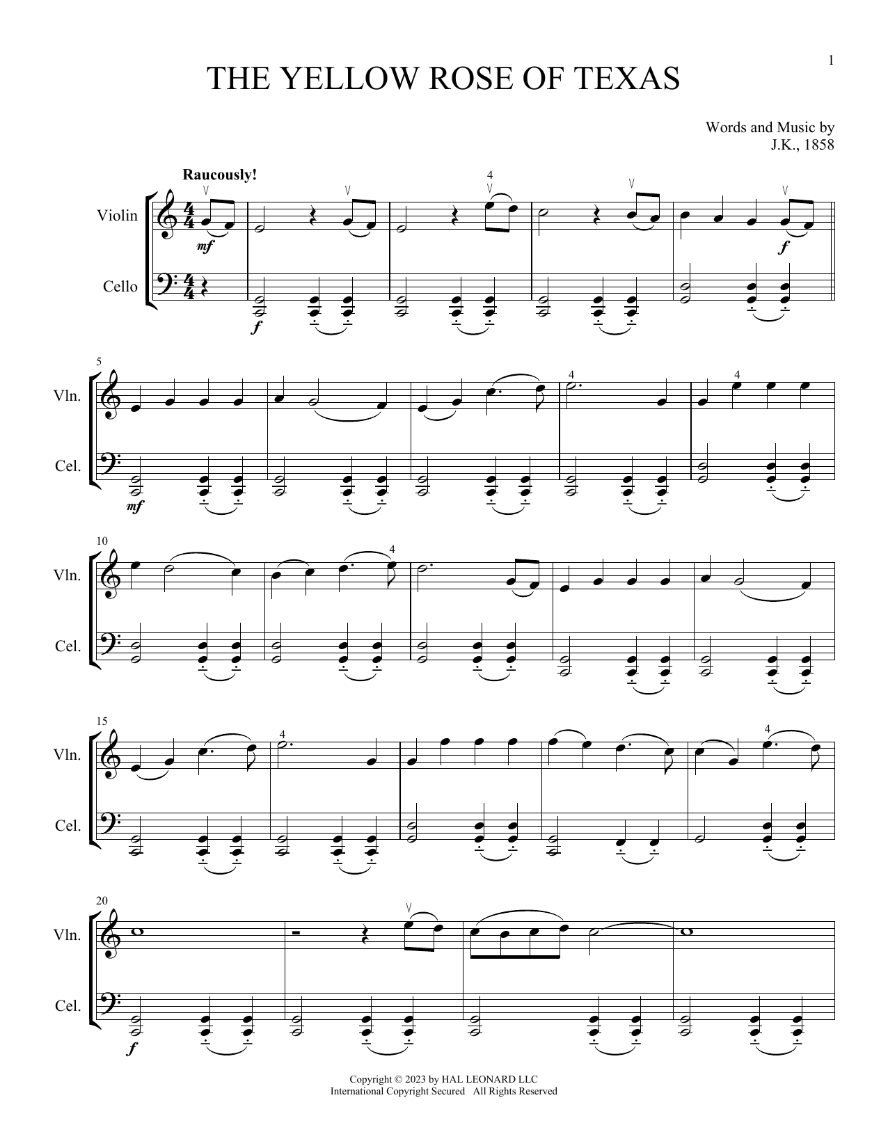 Traditional The Yellow Rose Of Texas (arr. Michelle Hynson) Sheet Music Notes & Chords for Instrumental Duet - Download or Print PDF