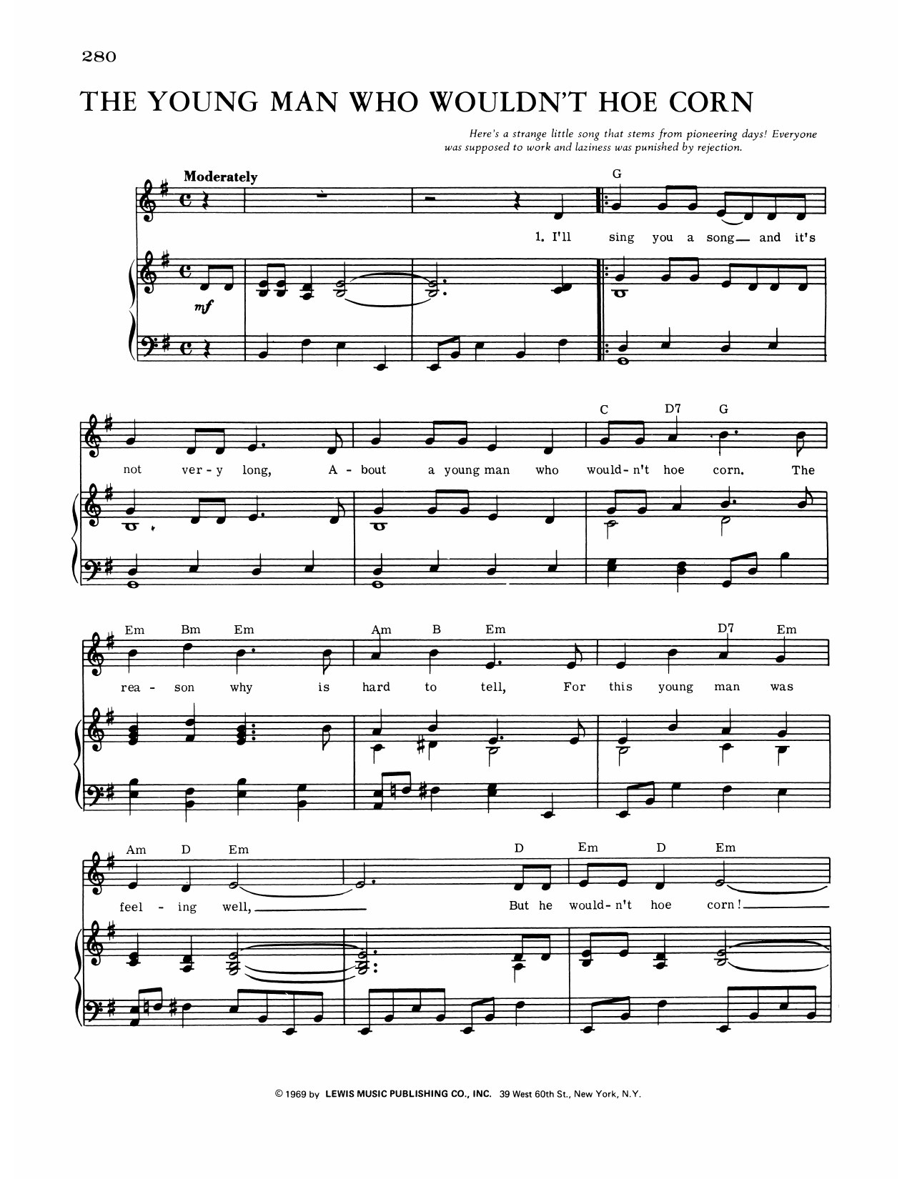 Traditional The Young Man Who Wouldn't Hoe Corn Sheet Music Notes & Chords for Piano, Vocal & Guitar Chords (Right-Hand Melody) - Download or Print PDF