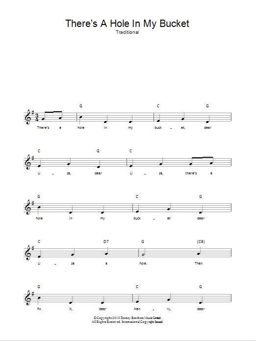 Traditional There's A Hole In My Bucket Sheet Music Notes & Chords for Keyboard - Download or Print PDF