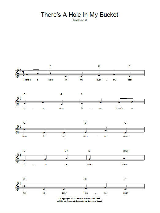Traditional There's A Hole In My Bucket Sheet Music Notes & Chords for Banjo Lyrics & Chords - Download or Print PDF