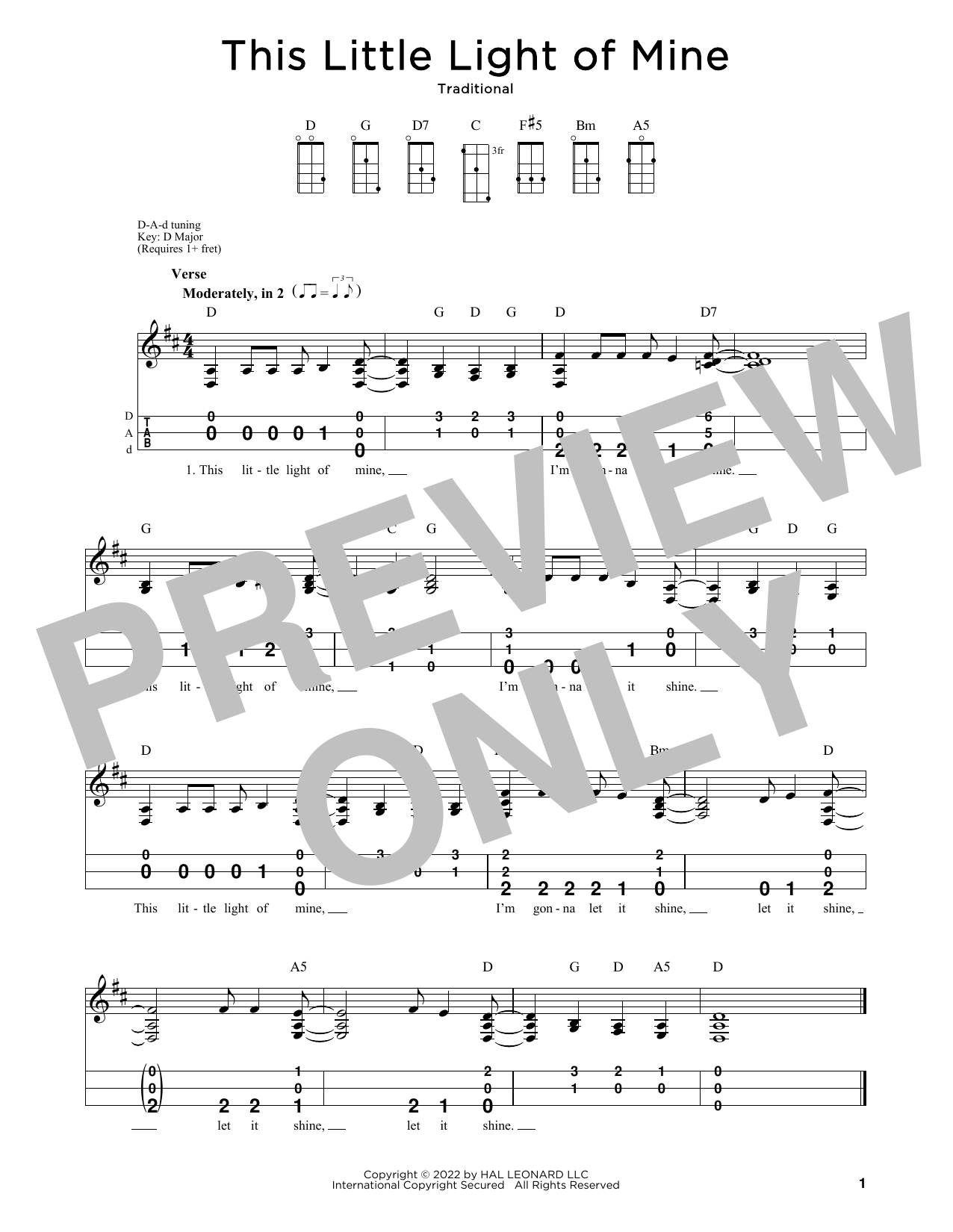 Traditional This Little Light Of Mine (arr. Steven B. Eulberg) Sheet Music Notes & Chords for Dulcimer - Download or Print PDF