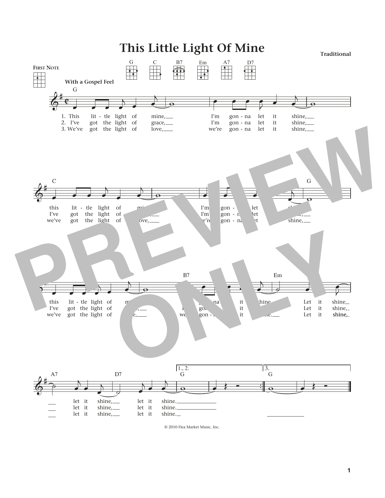 Traditional This Little Light Of Mine (from The Daily Ukulele) (arr. Liz and Jim Beloff) Sheet Music Notes & Chords for Ukulele - Download or Print PDF