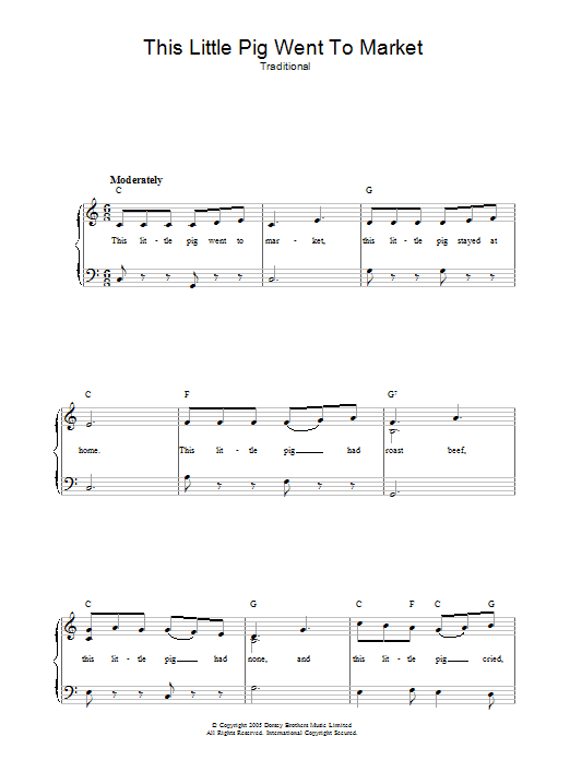 Traditional This Little Pig Went To Market Sheet Music Notes & Chords for Piano & Vocal - Download or Print PDF