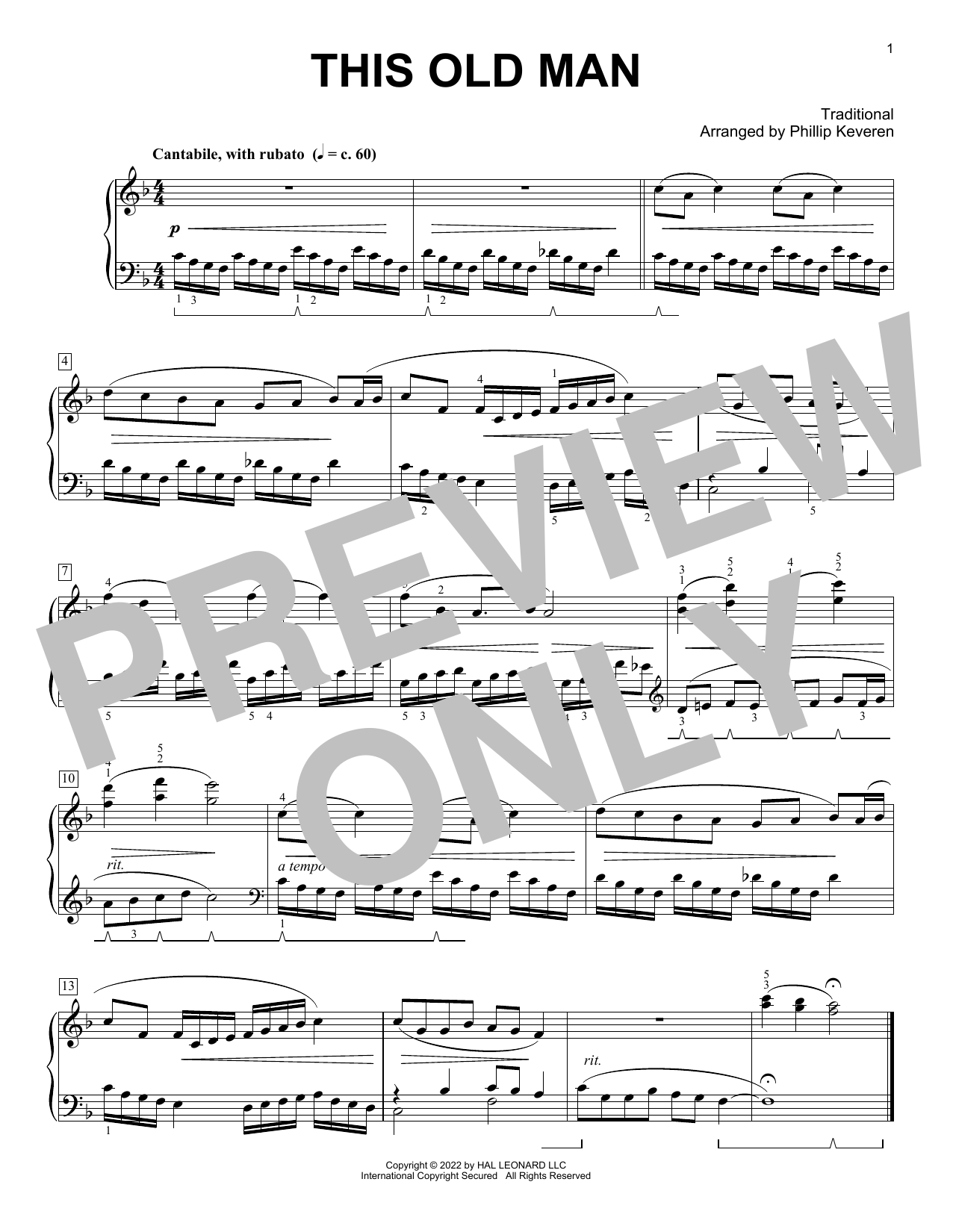 Traditional This Old Man (arr. Phillip Keveren) Sheet Music Notes & Chords for Piano Solo - Download or Print PDF