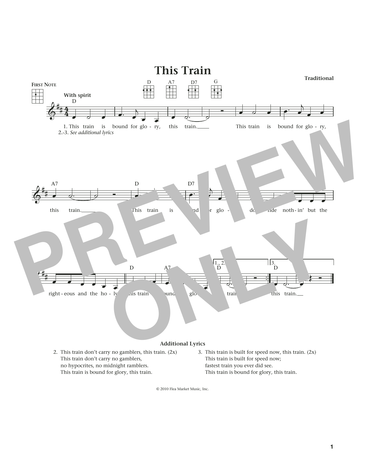 Traditional This Train (from The Daily Ukulele) (arr. Liz and Jim Beloff) Sheet Music Notes & Chords for Ukulele - Download or Print PDF