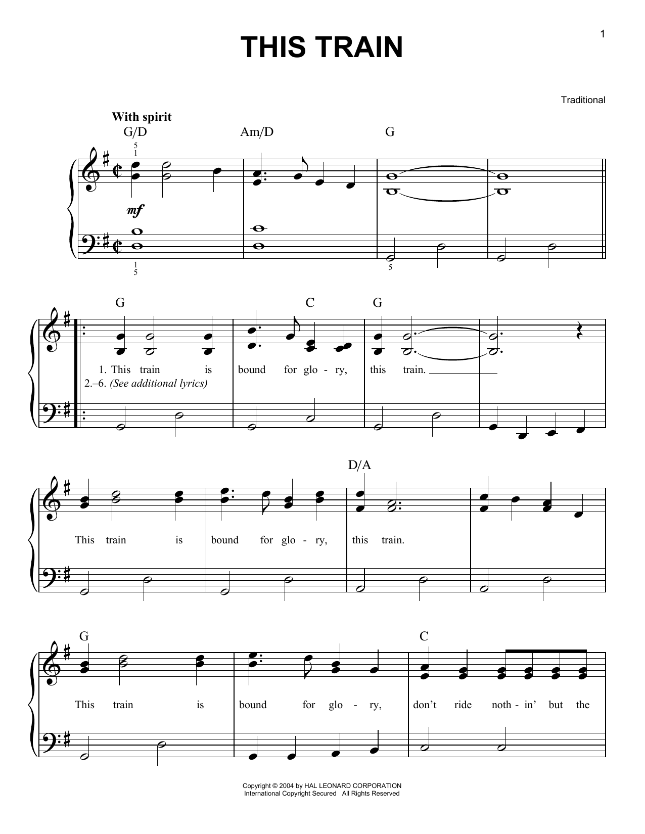 Traditional This Train Sheet Music Notes & Chords for Chord Buddy - Download or Print PDF