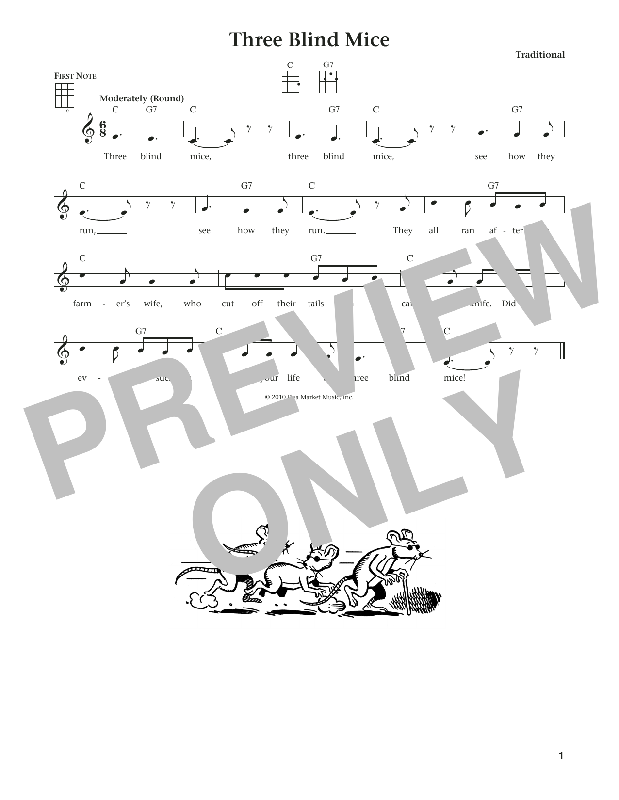 Traditional Three Blind Mice (from The Daily Ukulele) (arr. Liz and Jim Beloff) Sheet Music Notes & Chords for Ukulele - Download or Print PDF