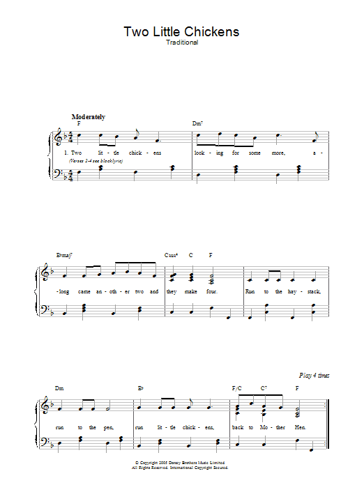 Traditional Two Little Chickens Sheet Music Notes & Chords for Piano & Vocal - Download or Print PDF