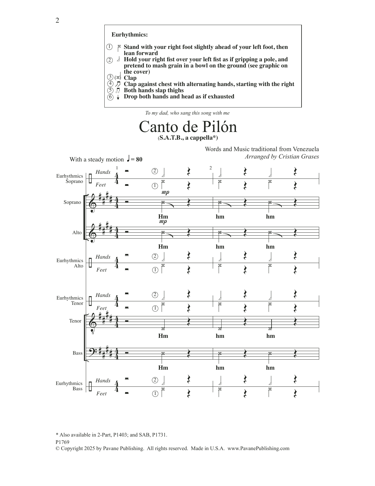 Traditional venezuelan song Canto de Pilon (arr. Cristian Grases) Sheet Music Notes & Chords for SATB Choir - Download or Print PDF