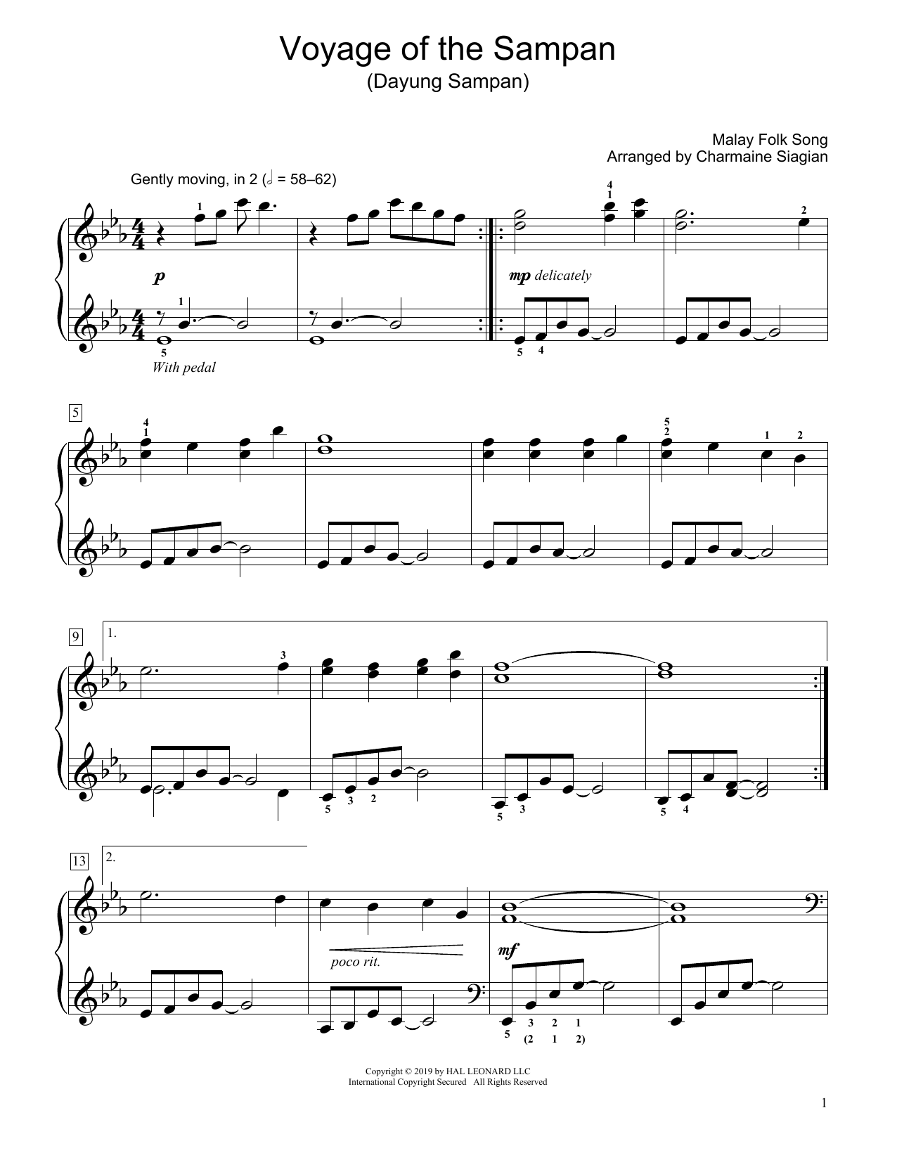 Traditional Voyage Of The Sampan (Dayung Sampan) (arr. Charmaine Siagian) Sheet Music Notes & Chords for Educational Piano - Download or Print PDF