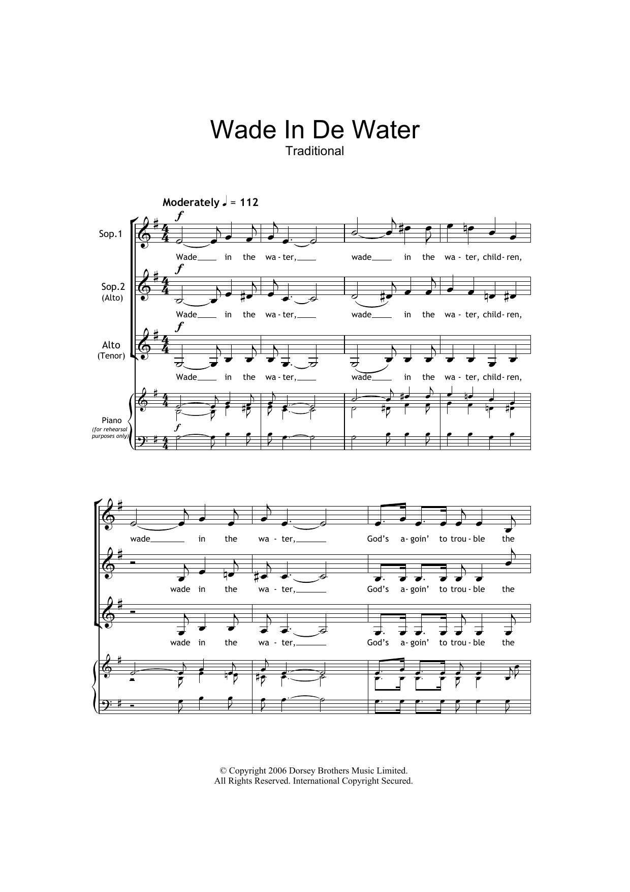Traditional Wade In The Water (arr. Barrie Carson Turner) Sheet Music Notes & Chords for SSA - Download or Print PDF