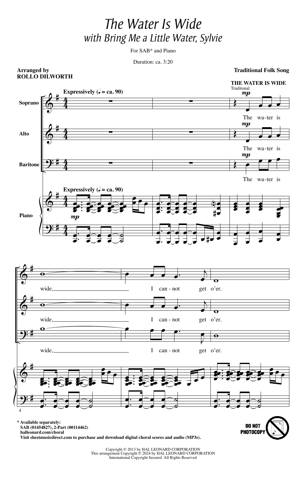 Traditional Water Is Wide (arr. Rollo Dilworth) Sheet Music Notes & Chords for SAB Choir - Download or Print PDF