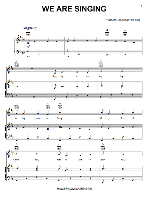 Traditional We Are Singing Sheet Music Notes & Chords for Piano, Vocal & Guitar (Right-Hand Melody) - Download or Print PDF