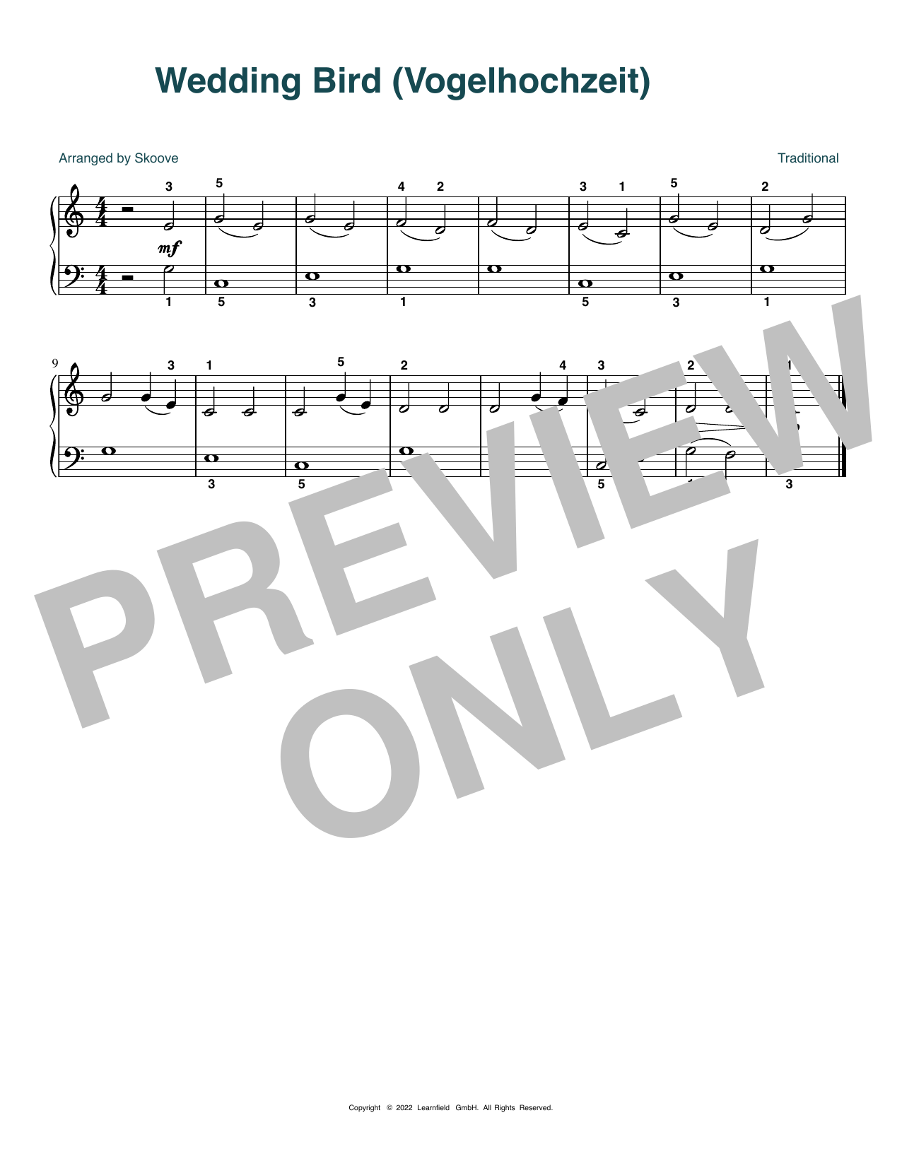 Traditional Wedding Bird (Vogelhochzeit) (arr. Skoove) Sheet Music Notes & Chords for Beginner Piano (Abridged) - Download or Print PDF