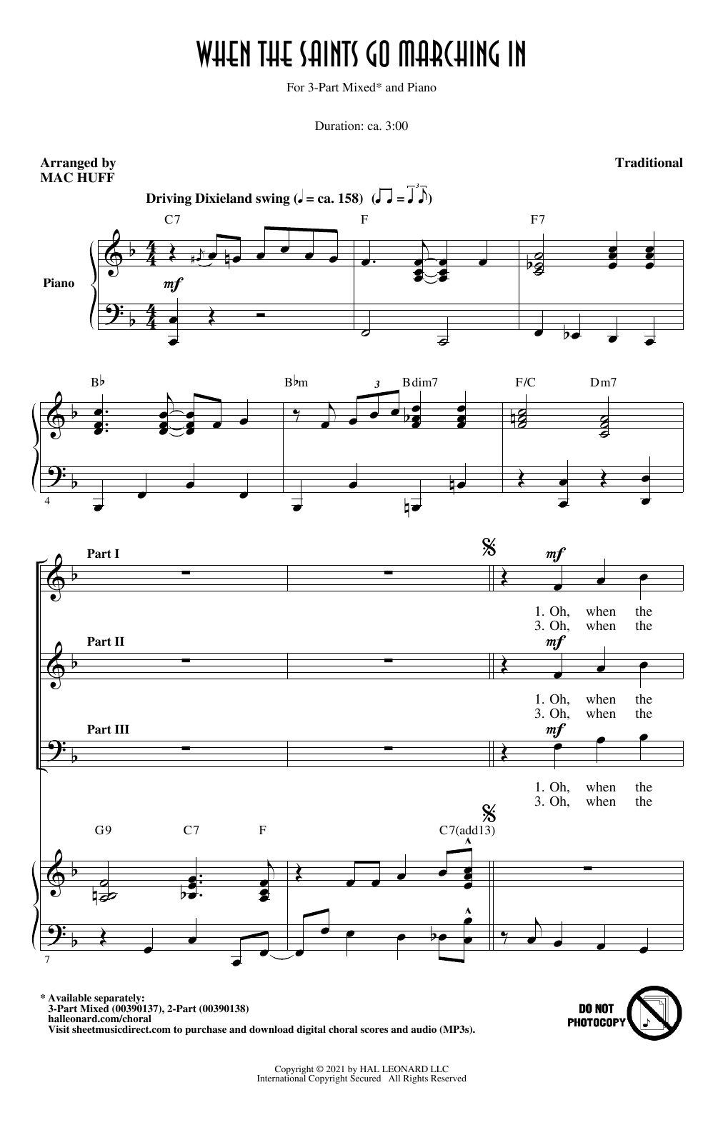 Traditional When The Saints Go Marching In (arr. Mac Huff) Sheet Music Notes & Chords for 3-Part Mixed Choir - Download or Print PDF