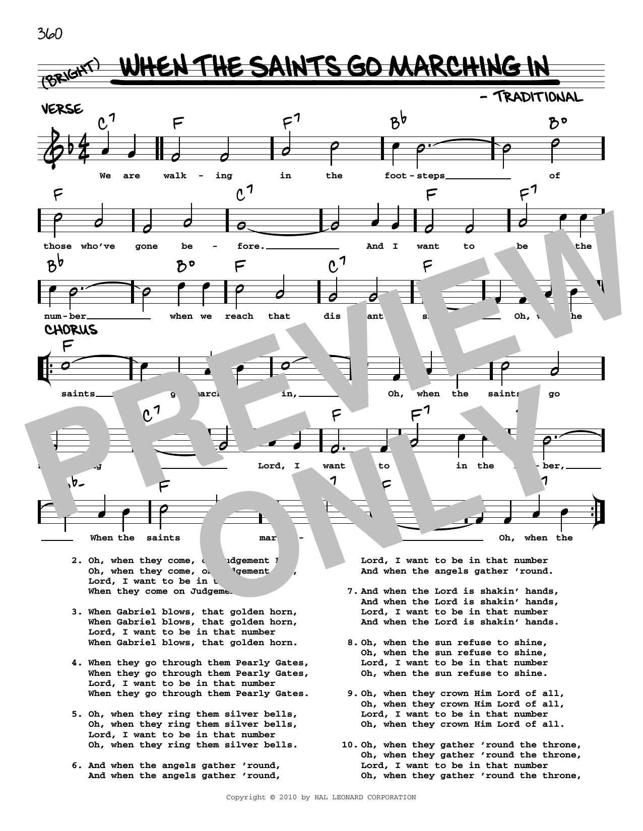 Traditional When The Saints Go Marching In (arr. Robert Rawlins) Sheet Music Notes & Chords for Real Book – Melody, Lyrics & Chords - Download or Print PDF
